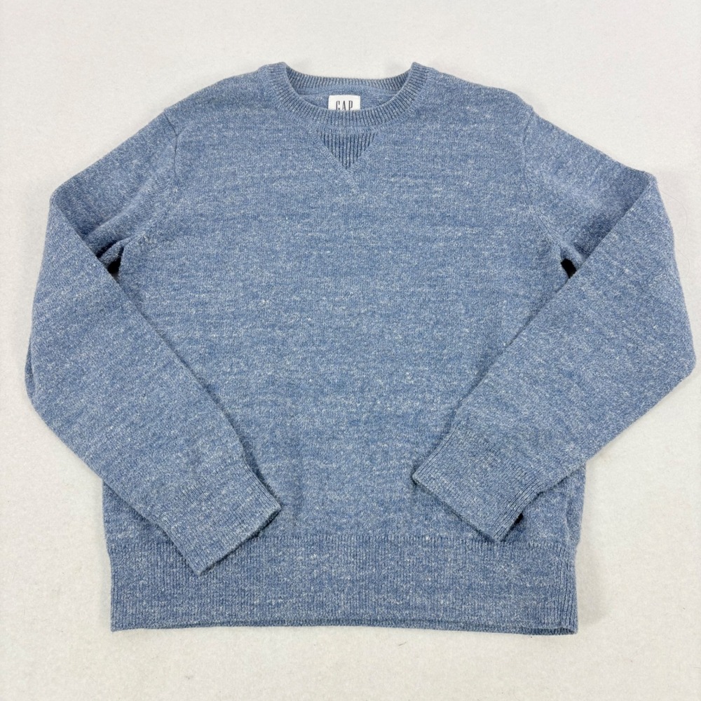 Gap‎ Crewneck Sweater Boys 8 Medium Blue Heathered Knit Pullover Preppy Church